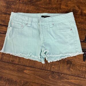 Forever 21 Mint Green Frayed Hem Jean Shorts